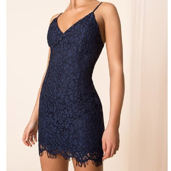 Superdown Aurora Lace Mini Dress Navy - Picture 1 of 5